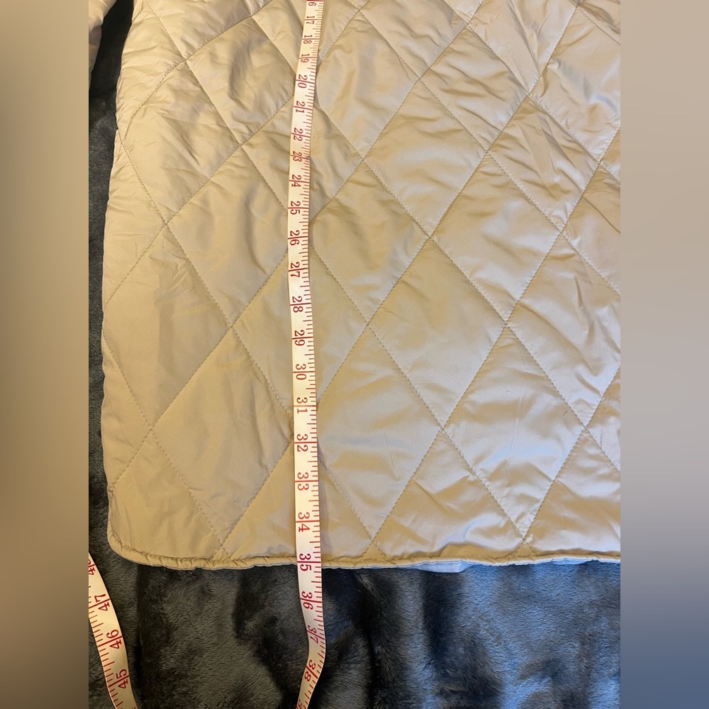 Oversized Quilted Tan Hooded Jacket - Picture 6 of 10